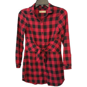 ZARA GIRLS Casual Red Buffalo Check Plaid Holiday Casual Dress Size 11/12
